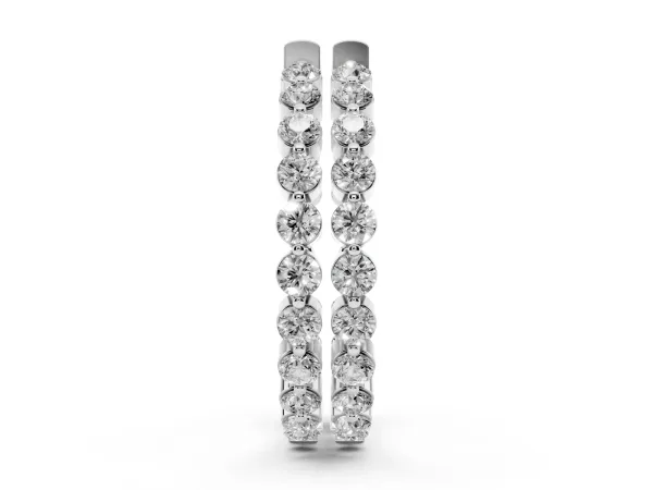 Round Cut Prong Set Diamond Hoop Earrings White gold