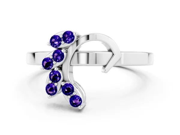 Marquise Tanzanite Cluster Bypass Ring with Prong Setting Platinum