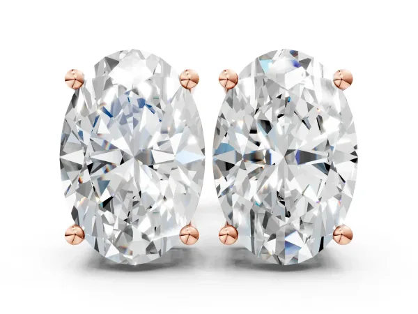 Oval Cut Diamond Stud Earrings Rose gold