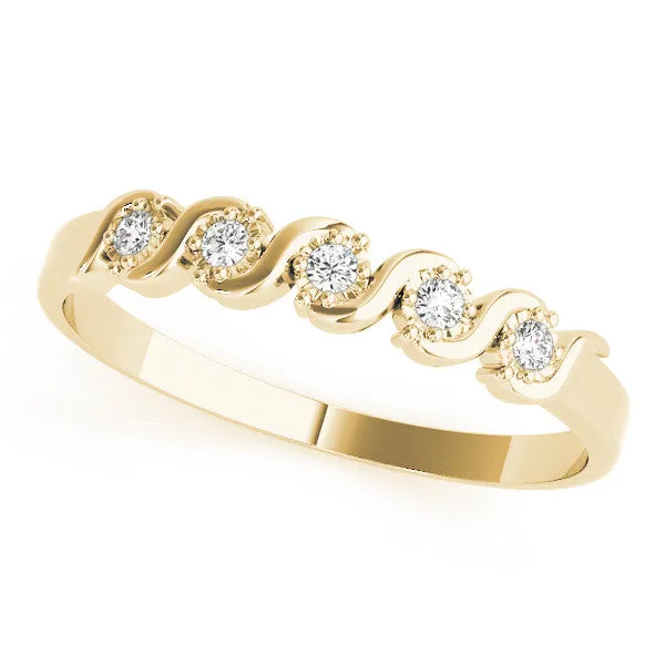 Twisted Prong Round Diamond Channel Band Yellow gold