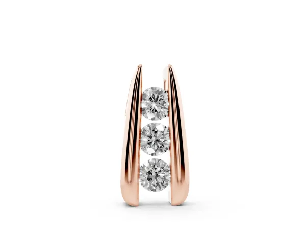 Vertical Channel Set Round Diamond Pendant Rose gold