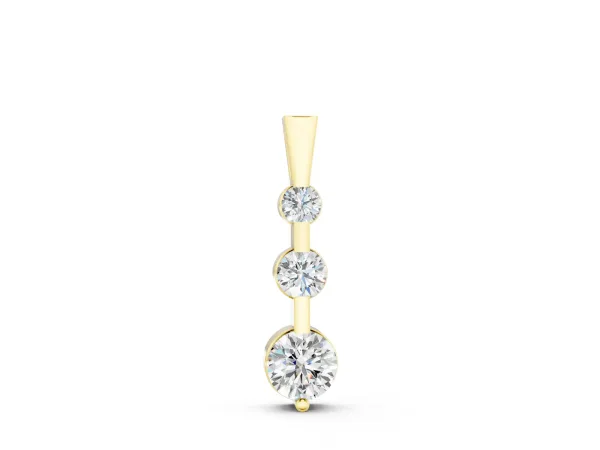 Three-Stone Round Diamond Prong-Set Pendant Yellow gold