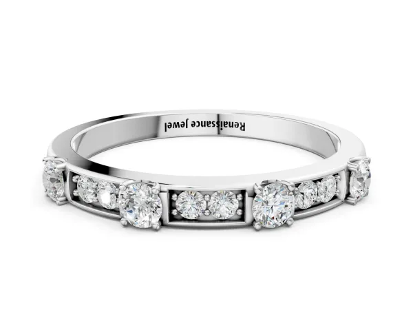 Round Diamond Channel Set Eternity Band with Prong Setting Platinum
