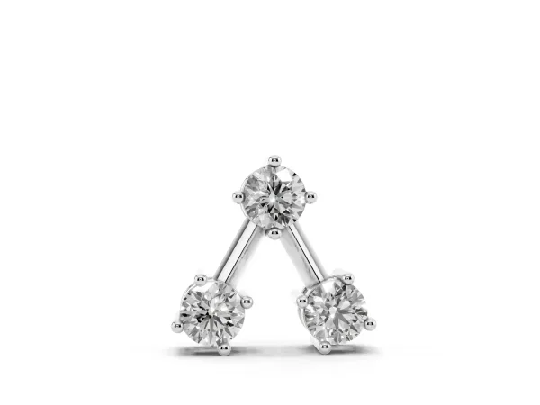 Three-Stone Round Diamond Prong Set Pendant Silver