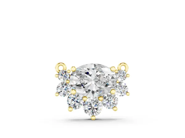Oval Diamond Cluster Pendant with Prong Setting Yellow gold