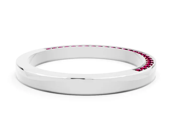 Pavé Round Garnet Channel Set Band Platinum