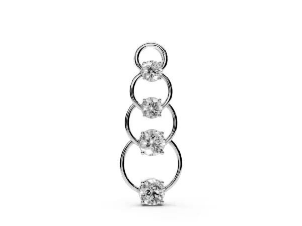 Round Diamond Four-Prong Circle Pendant Silver
