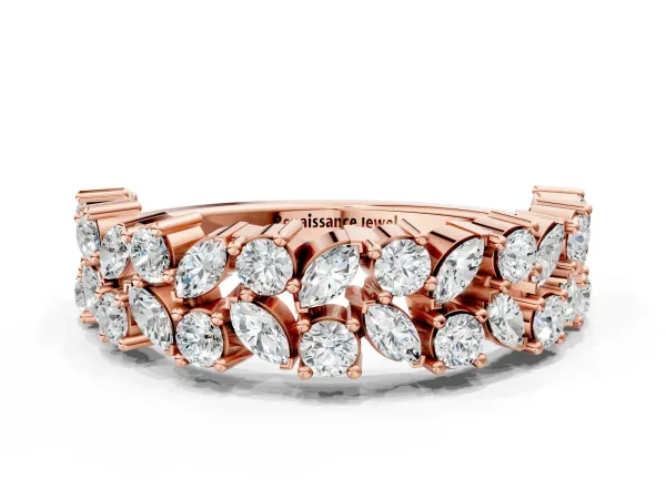 Pave Marquise and Round Diamond Eternity Band with Prong Setting Rose gold