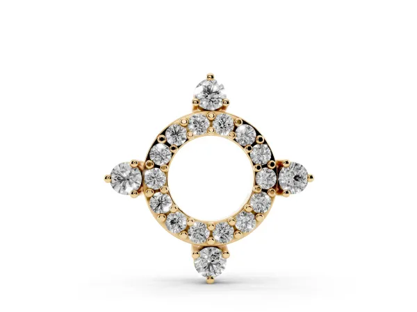 Round Diamond Halo Pendant with Four-Prong Setting Yellow gold