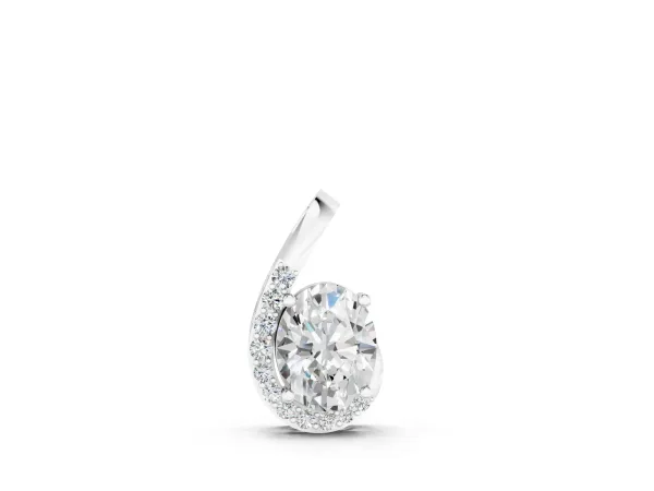 Round Diamond Swirl Pendant with Prong Setting White gold