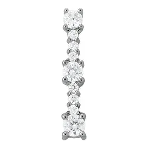 Round Diamond Vertical Bar Pendant with Prong Setting Silver