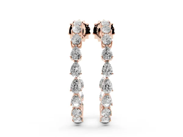 Pear Diamond Open Hoop Earrings Rose gold