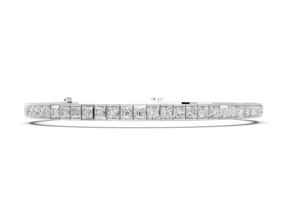 Princess Cut Channel Set Diamond Tennis Bracelet White gold