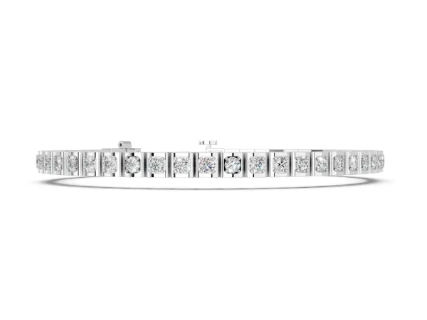 Square Channel Set Round Diamond Tennis Bracelet White gold