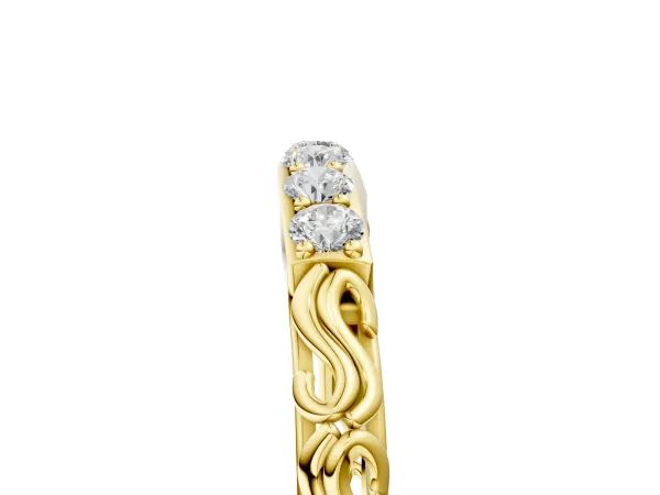 Round Diamond Bar Set Eternity Band with Filigree Design Yellow gold