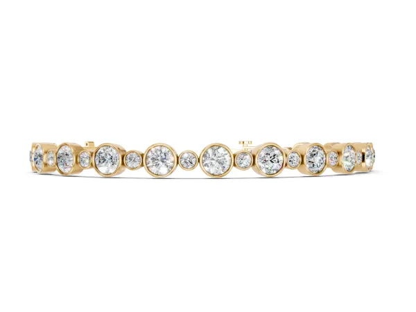 Bezel Set Round Diamond Tennis Bracelet with Box Clasp Yellow gold
