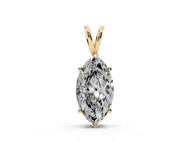 Marquise Diamond Solitaire Pendant with Prong Setting Yellow gold