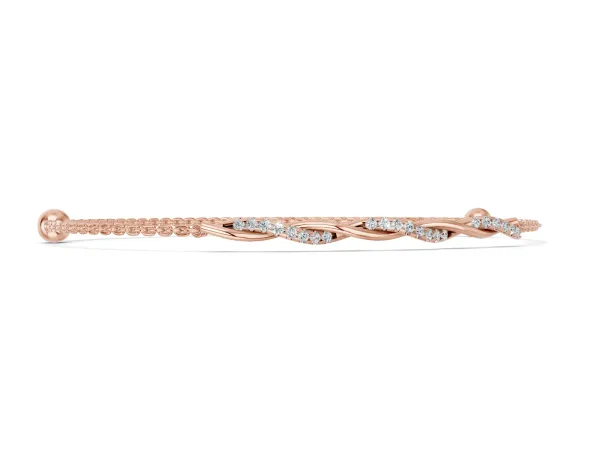 Twisted Diamond Round-Cut Cable Chain Bracelet with Bezel Setting Rose gold