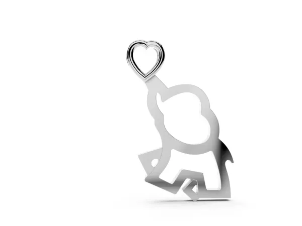 Silver Elephant Heart Pendant Silver