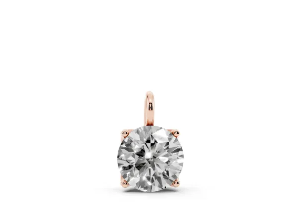 Round Solitaire Pendant with Four-Prong Setting Rose gold