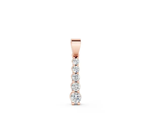 Round Diamond Vertical Pendant with Prong Setting Rose gold