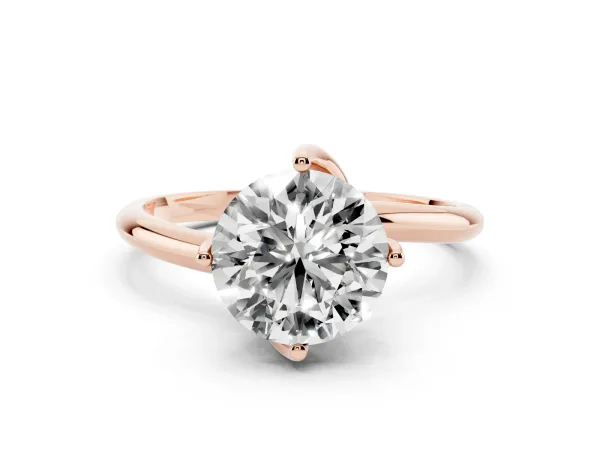 Round Cut Diamond Solitaire Engagement Ring with Four-Prong Setting and Classic Band Rose gold
