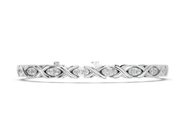 Diamond Round Cut X-Link Tennis Bracelet with Prong Setting White gold