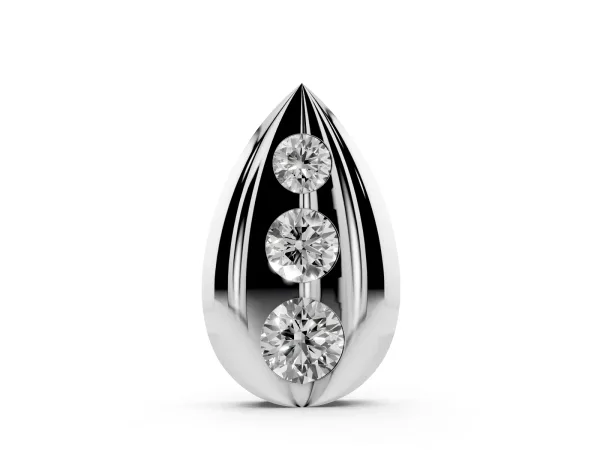 Teardrop Bezel-Set Round Diamond Pendant Silver
