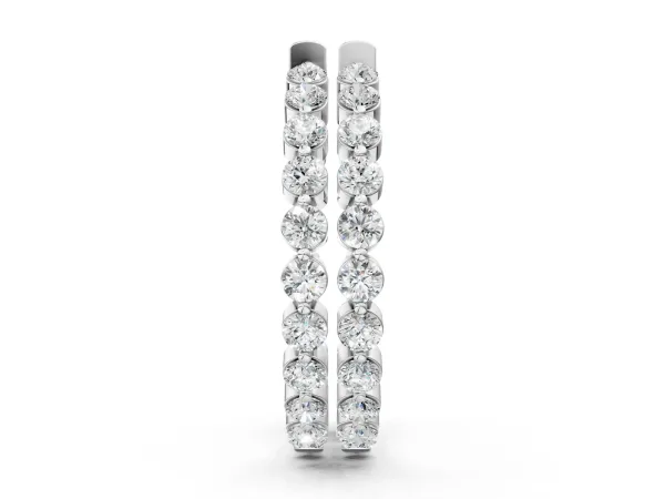 Round Cut Prong Set Diamond Hoop Earrings White gold