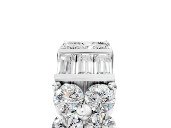 Channel Set Round and Baguette Diamond Anniversary Band with Prong Setting Platinum