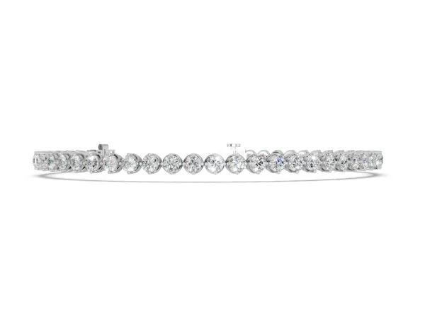Round Cut Diamond Tennis Bracelet with Prong Setting and Twisted Band White gold