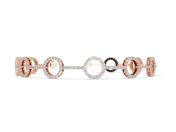 Round Diamond Circle Link Tennis Bracelet with Pavé Setting Rose gold