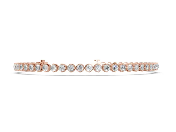 Round Cut Diamond Tennis Bracelet with Prong Setting and Twisted Band Rose gold