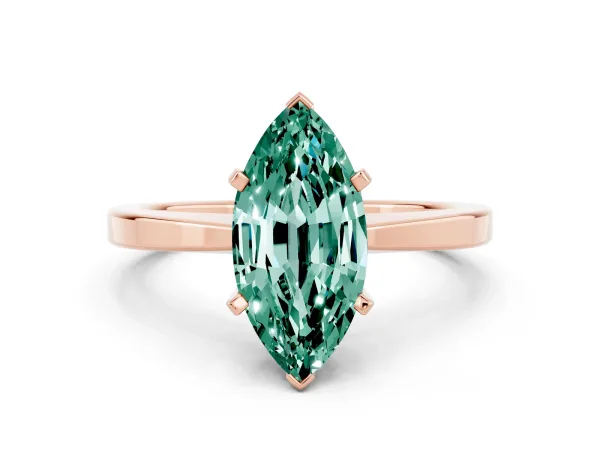 Marquise Cut Green Sapphire Solitaire Engagement Ring with Classic Band and Four-Prong Setting Rose gold