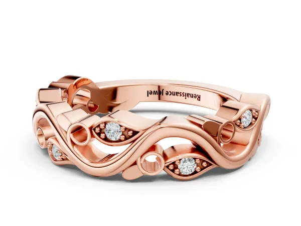 Marquise Diamond Vine Eternity Band with Bezel Setting Rose gold