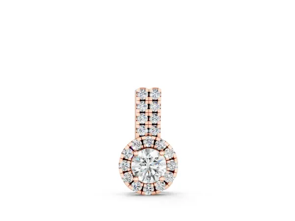 Round Halo Diamond Pendant with Double Prong Setting Rose gold