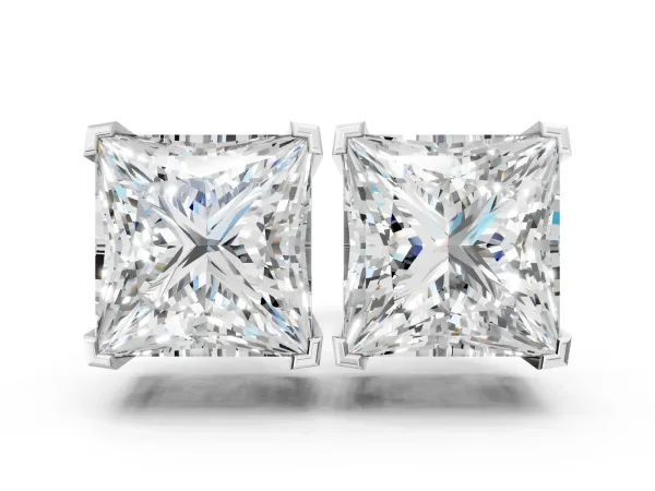 Princess Cut Diamond Stud Earrings White gold