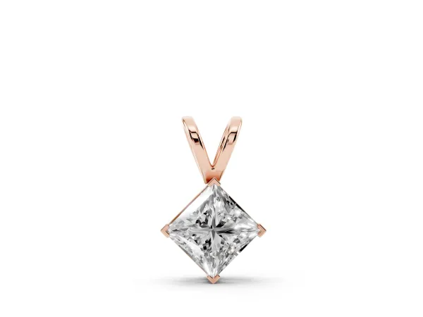 Princess Cut Bezel Set Pendant Rose gold