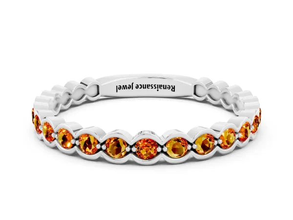 Round Citrine Bezel Set Eternity Band Platinum