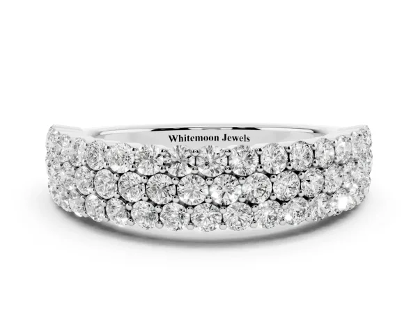 Round Diamond Checkerboard Pavé Promise Ring with Round Diamond Accents White gold