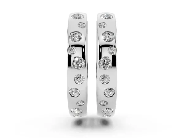 Round Diamond Mosaic Hoop Earrings Platinum