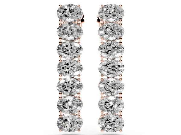 Oval Diamond Huggie Hoop Earrings Rose gold