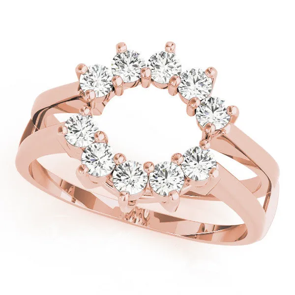 Round Diamond Open Circle Split Shank Prong Setting Ring Rose gold