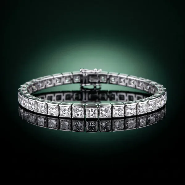 Princess Cut Diamond Tennis Bracelet with Channel Setting White gold