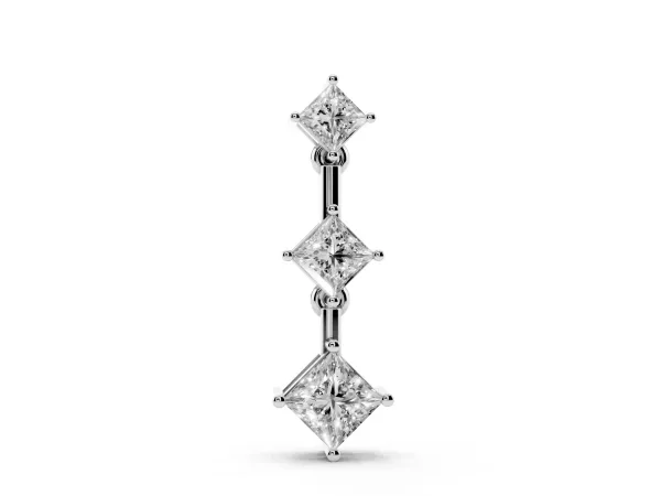 Triple Princess Cut Drop Pendant with Four-Prong Setting White gold