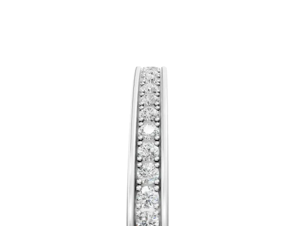 Channel Set Round Diamond Milgrain Engraved Band White gold