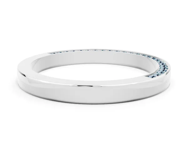 Pavé Round Aquamarine Channel Set Band Platinum