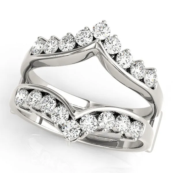 Round Diamond Chevron Eternity Band with Prong Setting Platinum