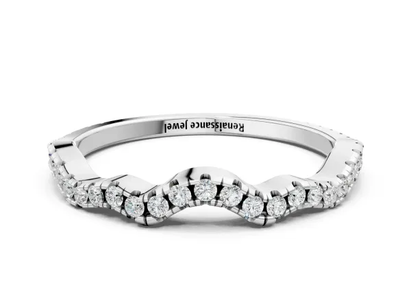 Pavé Round Diamond Curved Eternity Band Platinum