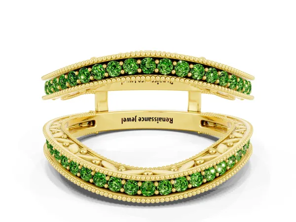 Round Peridot Milgrain Eternity Band with Channel Setting Yellow gold